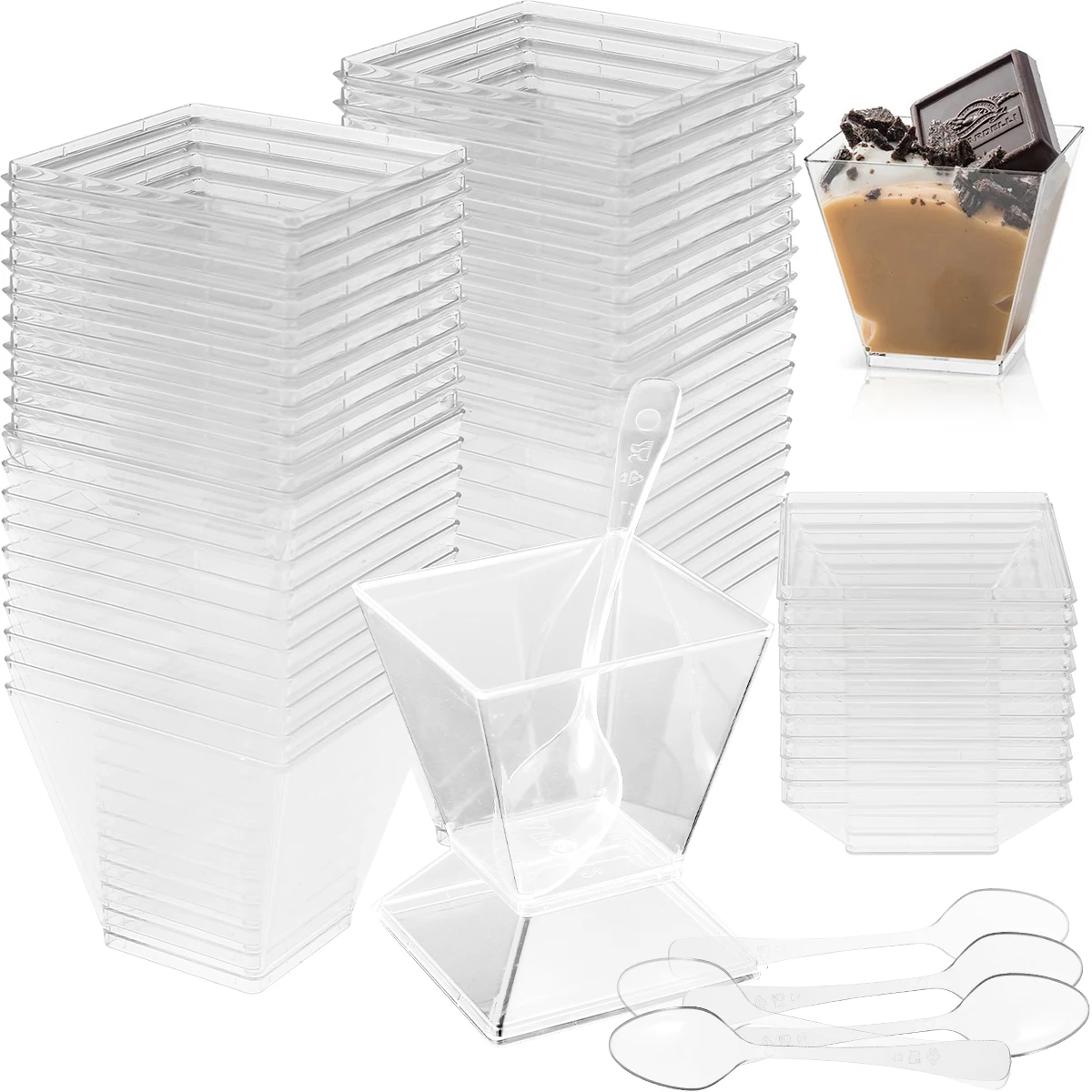 Plastic cups plastic dessert cups dessert cups 50Pcs Mini Dessert Cup Lids Spoons 60ml Plastic Dessert Ice Cream Cup DIY Home Festival Wedding Party Supplies