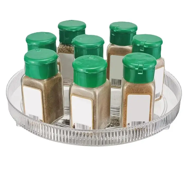 

Transparent Rotating Seasoning Rack 2 Tier 360 Degree Rotating Seasoning Storage Tray for Bathroom Countertop Kitchen Storage