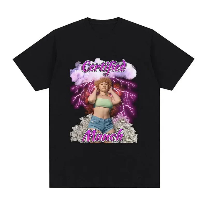 

RapperIceSpicecertifiedMunchgraphictshirtmenhiphopvintageshortsleeveT-shirts100 % хлопок, повседневный размер, футболка