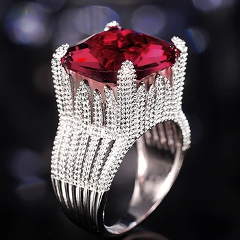 Geometric Red Cubic Zircon Luxury Rings 1