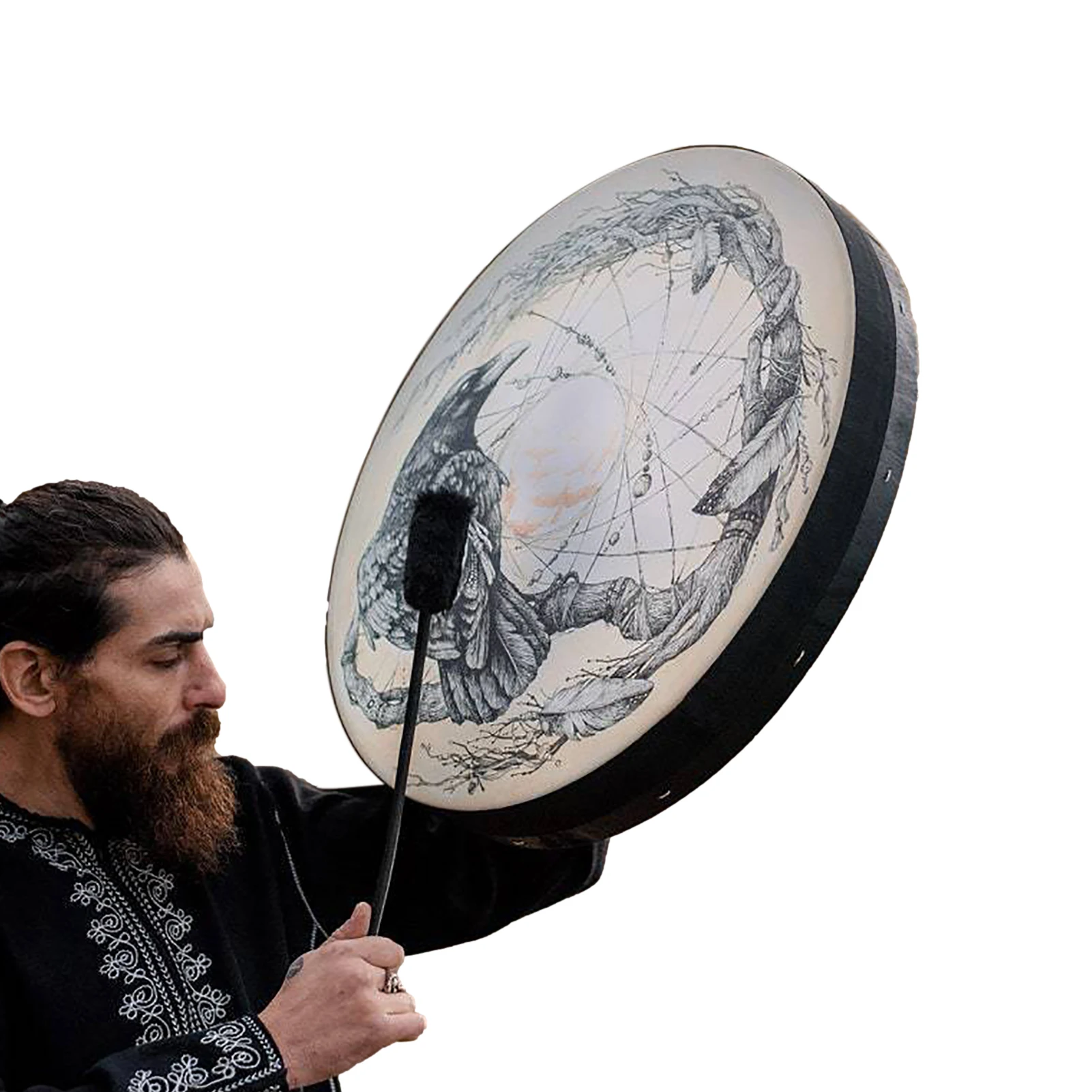 Shaman Drum Hand Drum with Rope Handle and Mallet Hand with Rope Handle and Mallet Sound of Music Decoration Shamanic