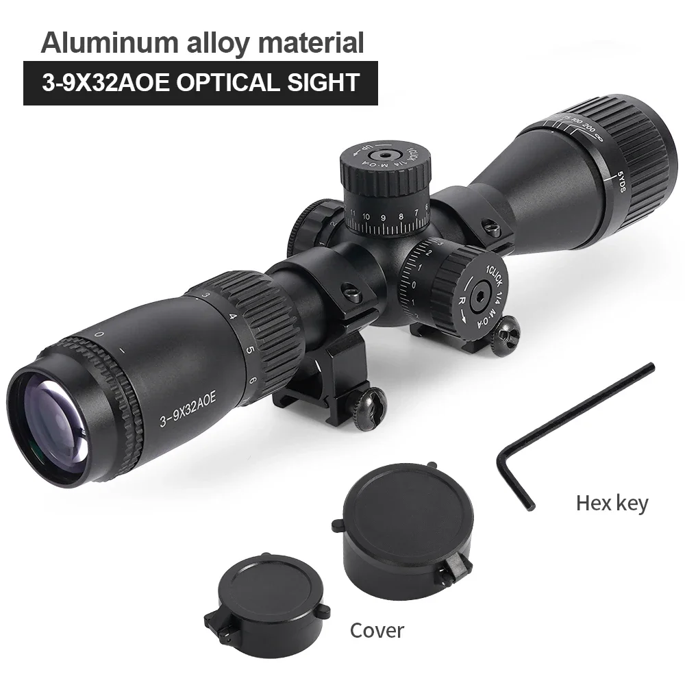 Tactical 3-9X32AOL Optical Sight with Red/Green Dot Laser Combination-Adjustable Focal Length for Long-Range Hunting