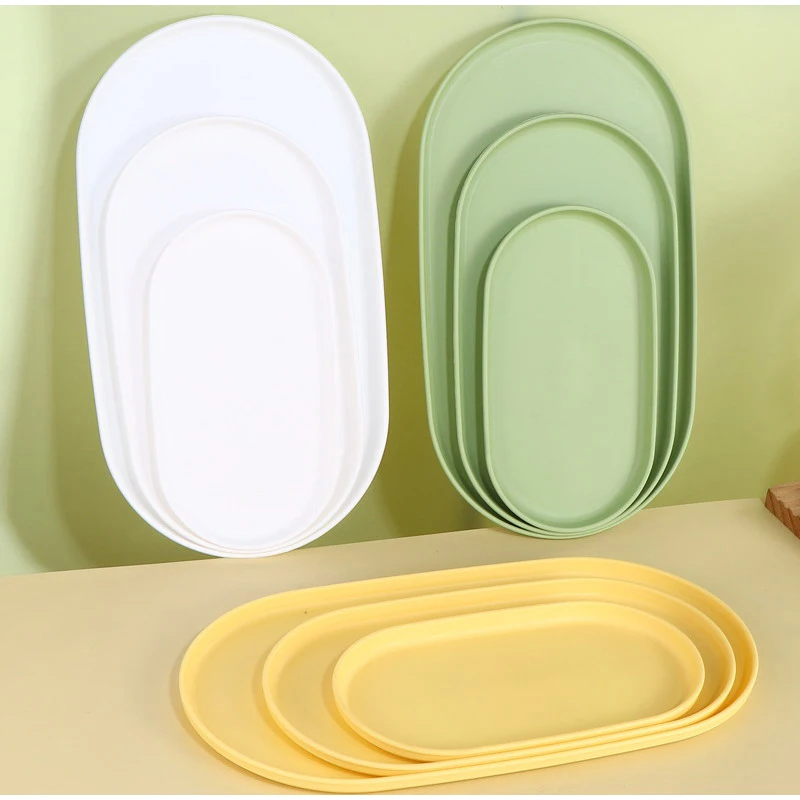 Multipurpose Oval Serving Tray Colourful Plastic Food Storage Serving Platters For Table Party Entertaining Snack Dessert Coffee 5