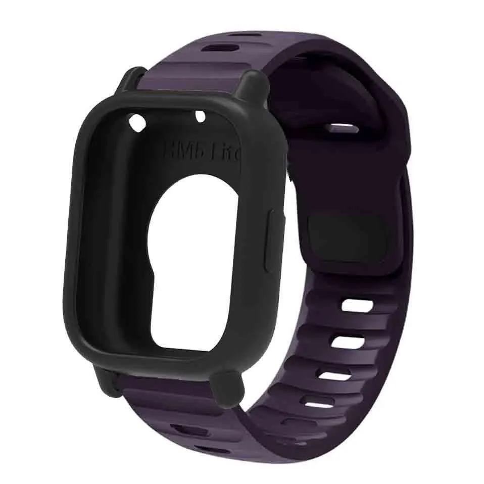 Silicone Strap & Bumper Cover for Smartwatch - Sporty Replacement Wristband Protector