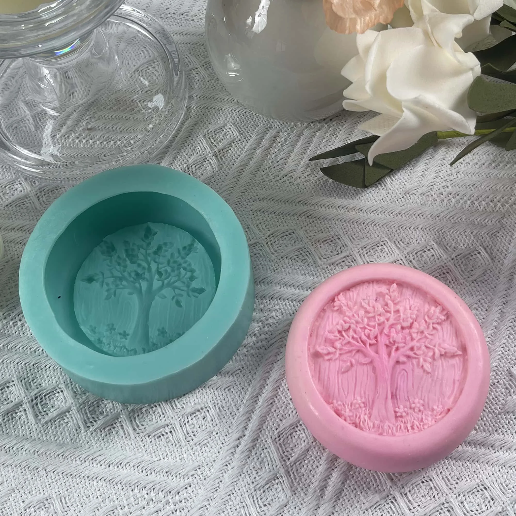 Life Tree Design Natural Soap Mold Scented Candle Wax Melt Mold Aroma Gypsum Resin Craft Silicone silicone mold