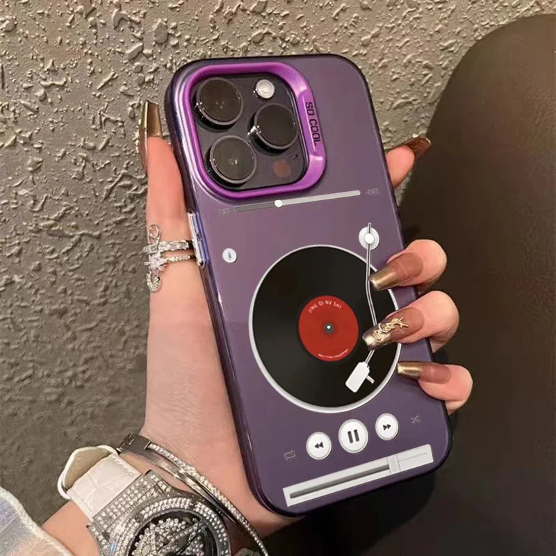 Per Iphone 15 14 13 12 11 Pro Max Xs X Xr Retro Giradischi Placcatura Cover Opaca Per Iphone 13 12 11 15 14 7 8 Plus Custodia
