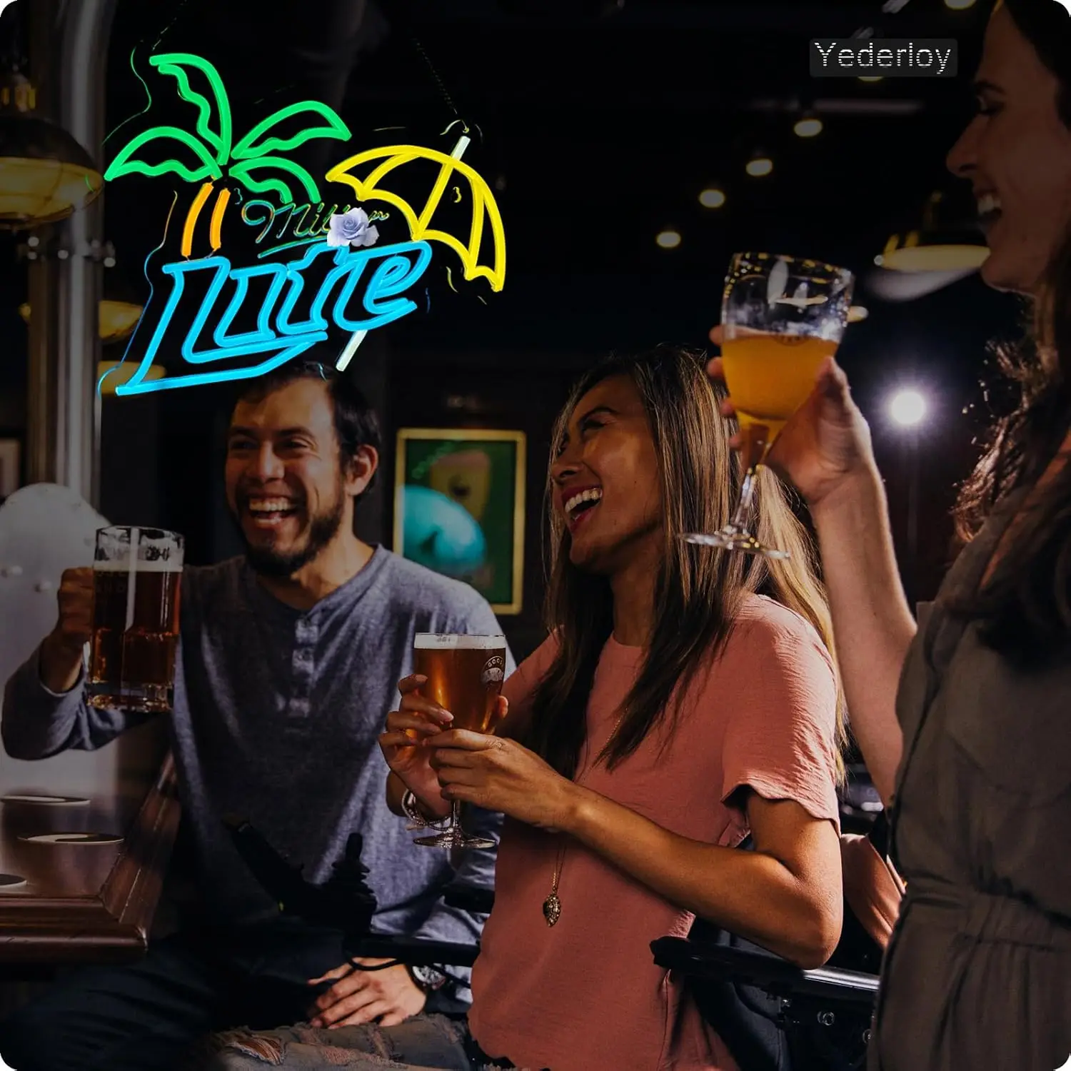 Lite Beer LED Neon Sign - USB Powered Dimmable Light for Wall Decor, Bedroom, Pub, Store, Party, Birthday, Handmade Art Gift