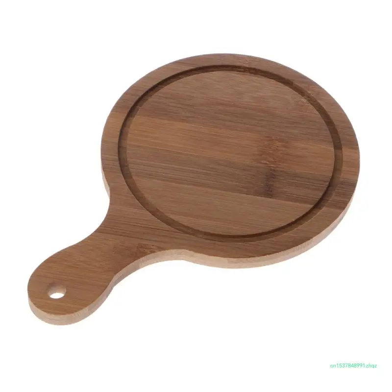 Durable Round Wooden Pizza Paddle Serving Board Making Peel Cutting Tray 4 Sizes