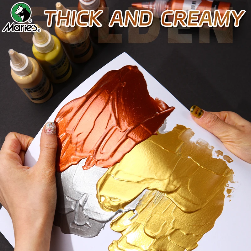 5pcs Marie's Metallic Acrylic Paint Set, Rich Colorful Pearlescent Pigments for Gloss Shimmer Craft, DIY, Rock Design 3