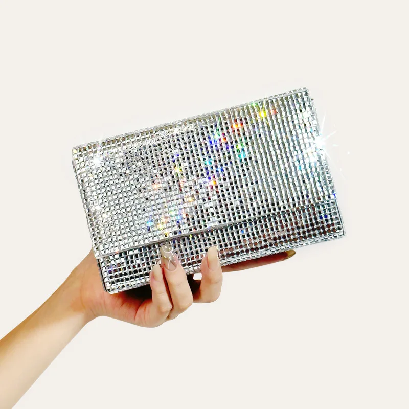 Diamant klar Kristall Box Abend Clutch Tasche Frauen Shinny Strass Geldbörsen und Handtaschen Kette Schulter Hochzeits feier Taschen – Detail 4