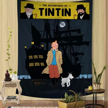 Peinture sur toile Les aventures de Tintin Space Grain, confrontation, tapisserie bohème, tapis muraux Hiphelicopter Tarot, décor de dortoir 1