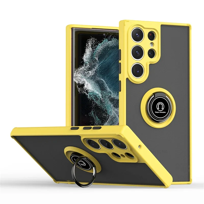 Matte Clear Magnetic Ring Stand Phone Case Cover