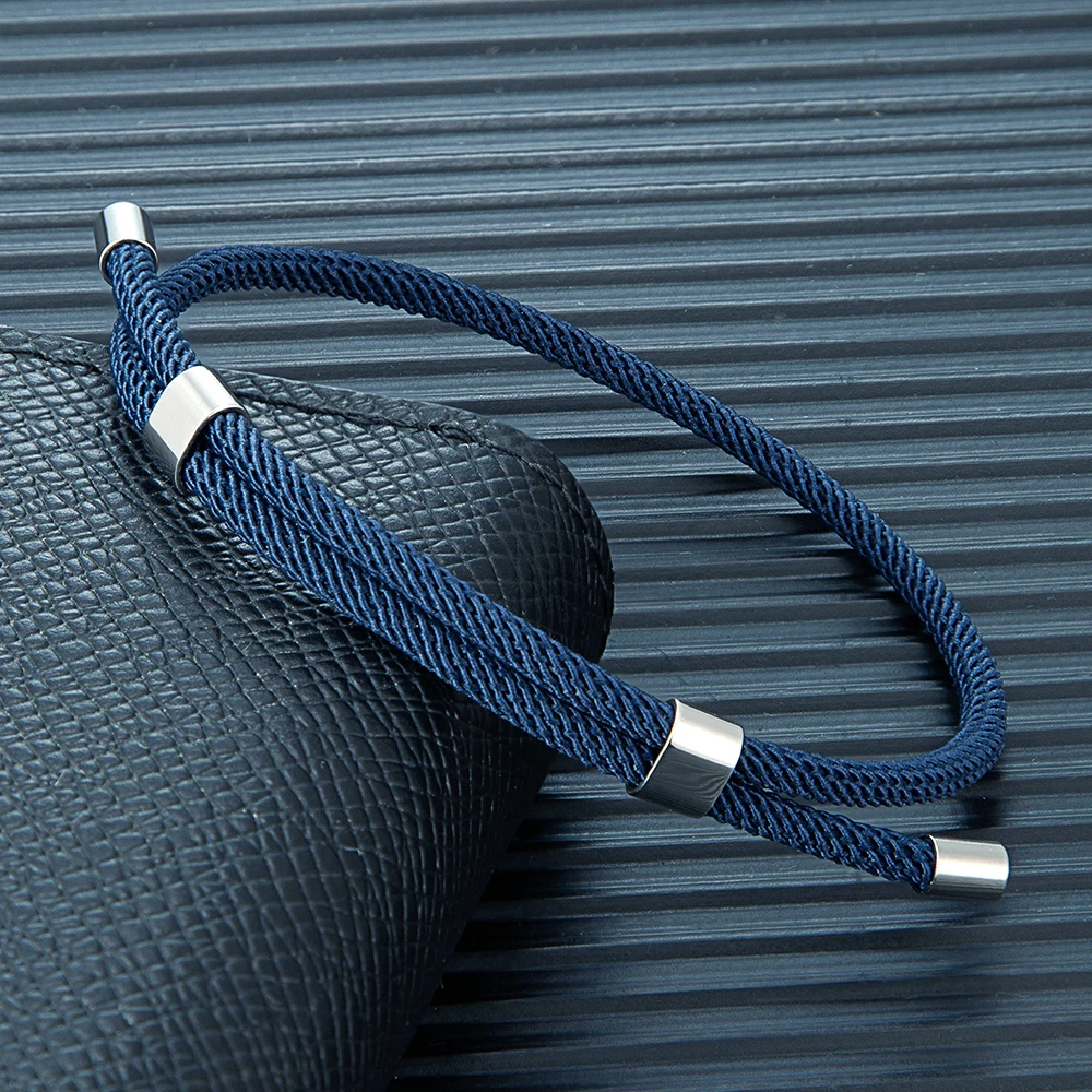 MKENDN Simple Style Men Women Bracelet 3mm Durable Marine Rope With Polished Steel Closure Jewelry Summer Beach Gifts