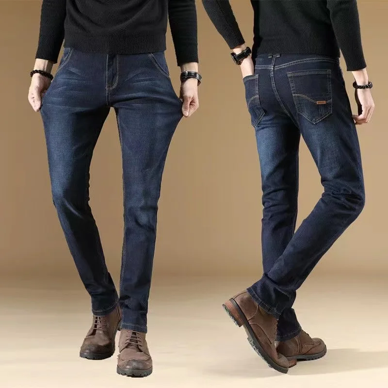2025 New Spring Fashion Men's Jeans Business Casual Stretch Straight Denim Trousers Classic All Match Male Brand Clothing 6