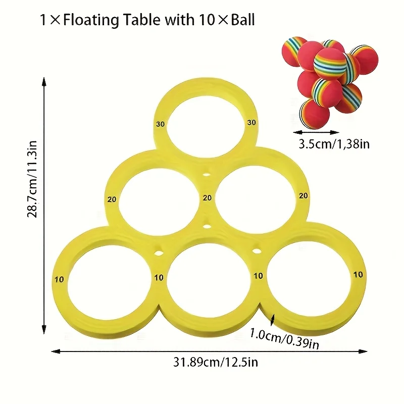 1 SET Triangle Water Throwing Circle with Ball Swimming Pool Throwing Game Set, Family Water Sports Toys, Beach Frisbee