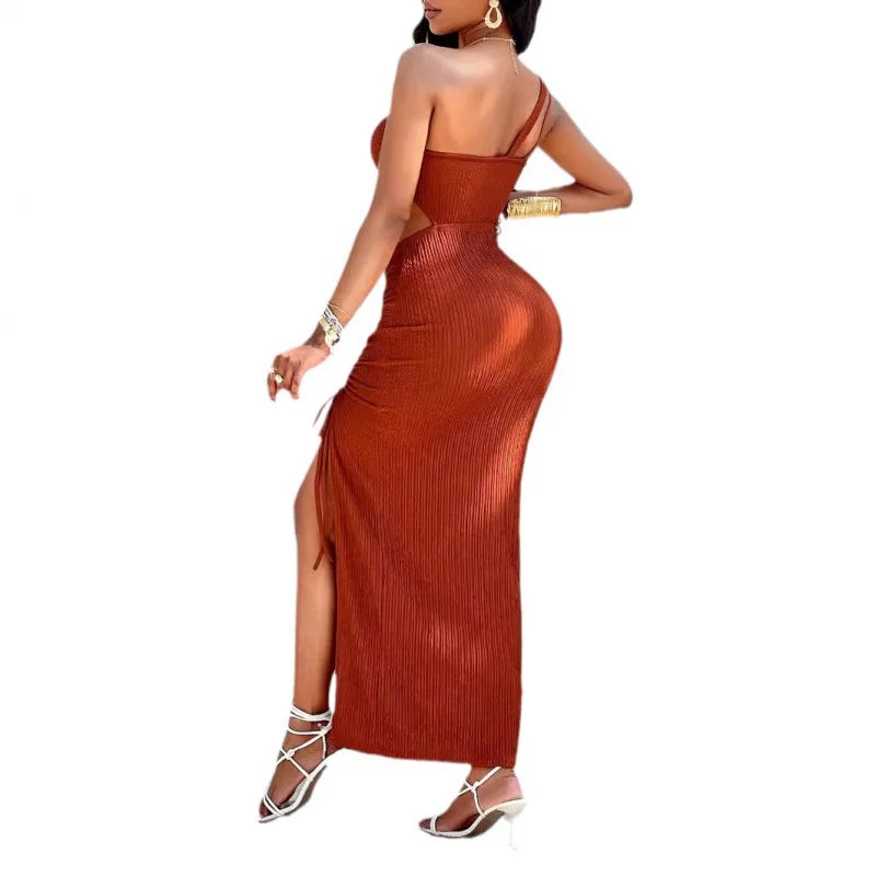 Cross-Border Spring Summer Asymmetrical oulder Dr Design Casual mid Waist Ultra Soft Polyester A-Line Skirt Dr