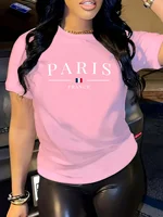 Stylish Women's Short Sleeve Casual Round Neck Summer Sporty Style Versatile Top with Print Soft Fabric Breathable Moisture 1