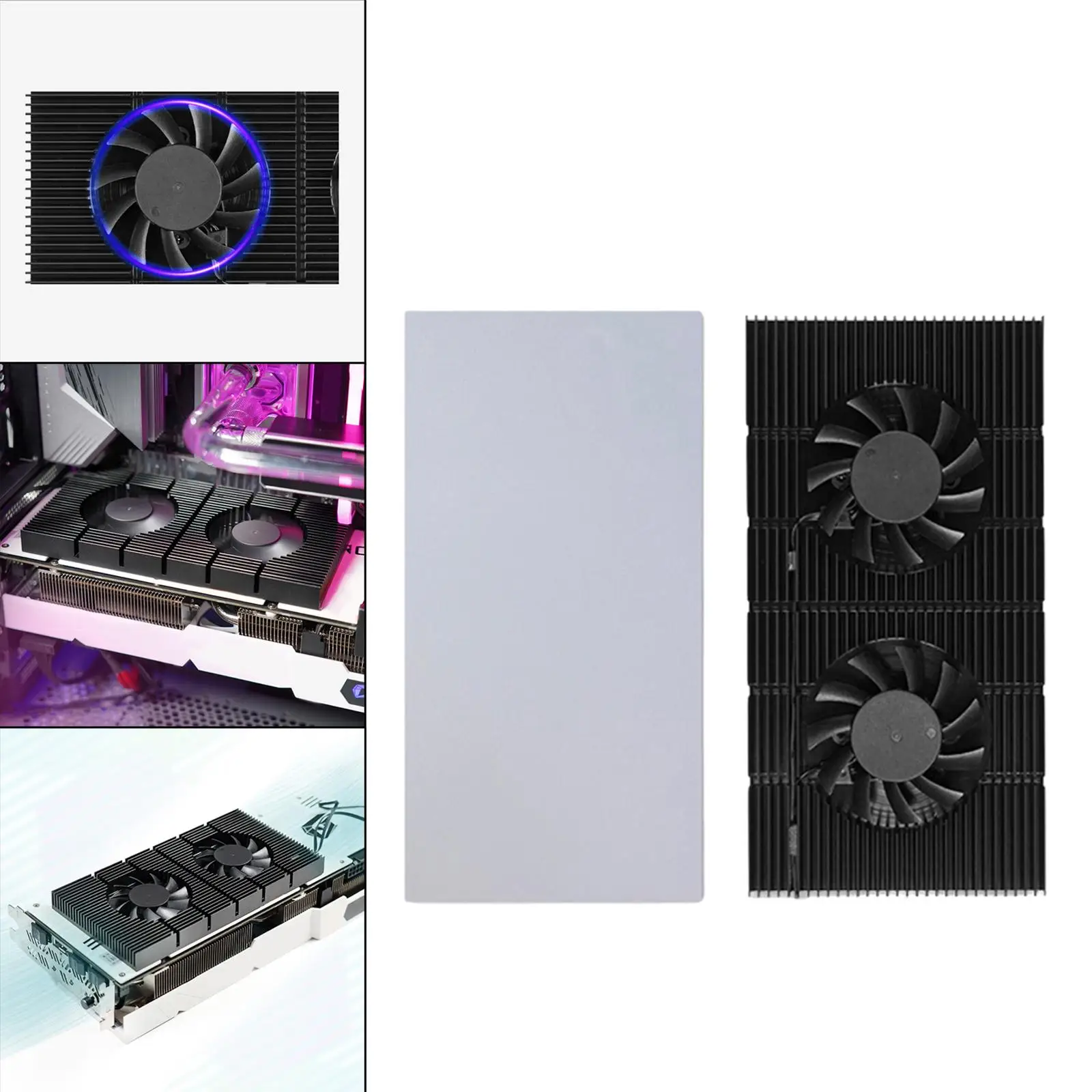 Graphic Card Backplane Cooler, GPU Backplate Radiator Memory Cooling Fans Heatsink for RTX 3080 3070
