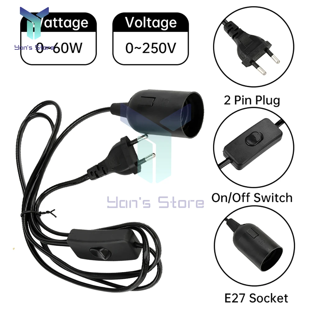 EU Plug 3.5m 6m Power Cord Cables E27 Lamp Base Holder With Switch Wire For Pendant Led Bulbs Fixture Hanglamp Suspension Socket