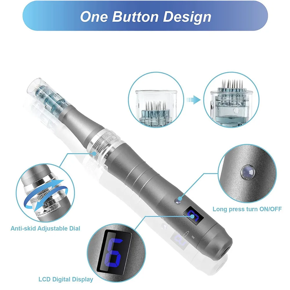 hot sell Electric wireless derma pen Dr pen M8 With 22pcs needles Digital Display 6 Speeds for anti aging