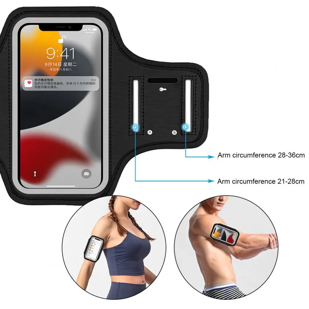 Running Sports Phone Armband Bag with Pocket Reflective Arm Strap Mobile Phone Holder Arm Bag for Outdoor Jogging Cycling Sports