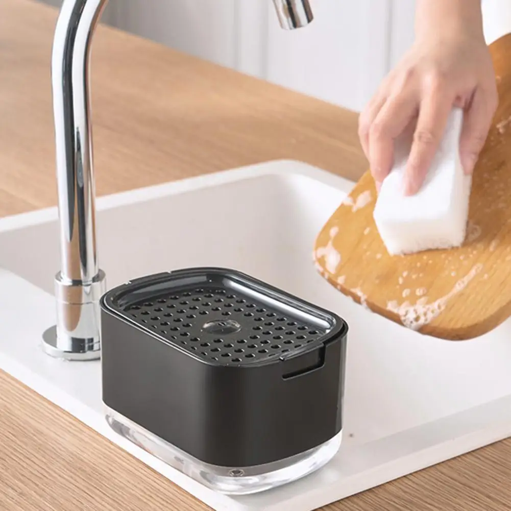 

Useful Soap Lotion Dispenser Stable Manual Soap Dispenser Double Layer Sponge Storage Press Type Manual Soap Dispenser