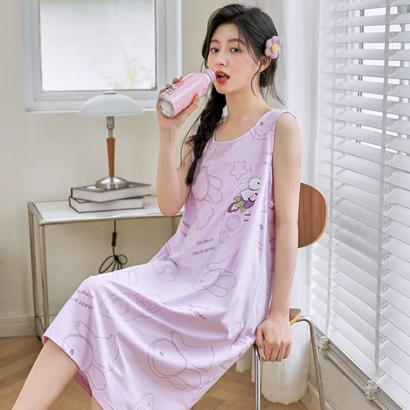 2023 Sexy Sleeveless Nightdress Women Night Dress Nightgowns Womens Summer Breathable Dress Pajamas Sleepwear Nightwear Outwear