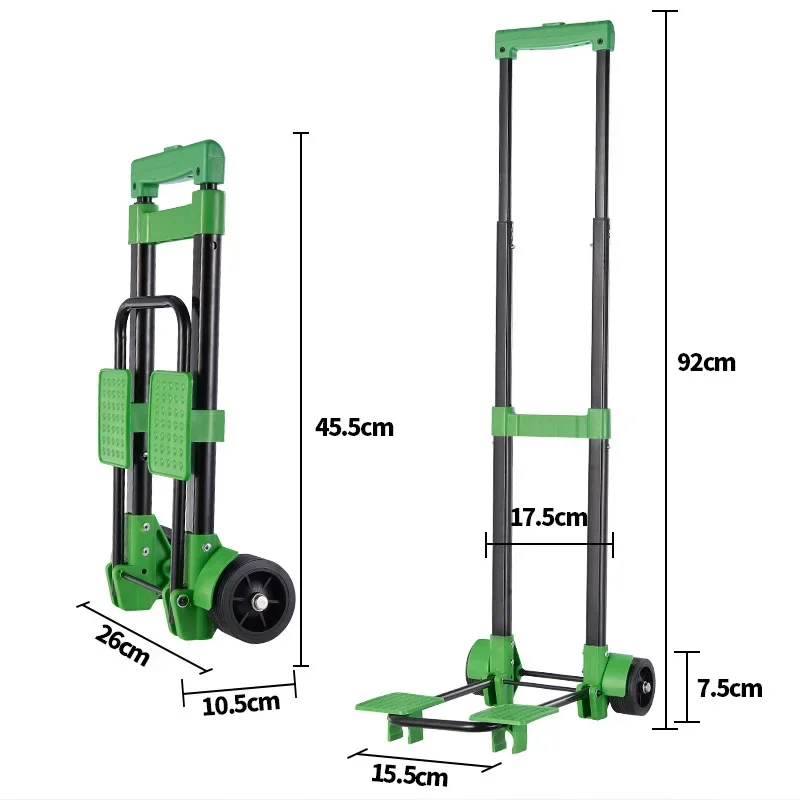 Lightweight Folding Hand Truck, Portable Luggage Cart with Wheels for Personal, Moving, Travel and Shopping Use, Support 66lbs