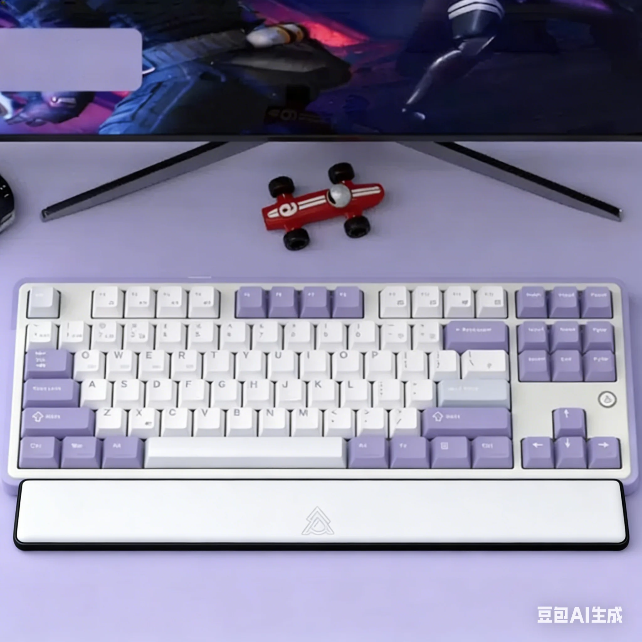 AJAZZ Gaming-Tastatur Handballenauflage - 87-Tasten Handgelenkauflage für Mechanische 96% Tastaturen, Ergonomische Leder-Tastatur-Handgelenkstütze – Detail 1