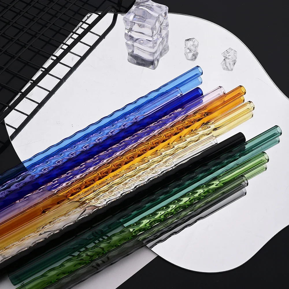 11Pcs High Borosilicate Glass Straw Eco Friendly Drinking Straw Reusable Glass Cocktail Smoothie Bar Accessories