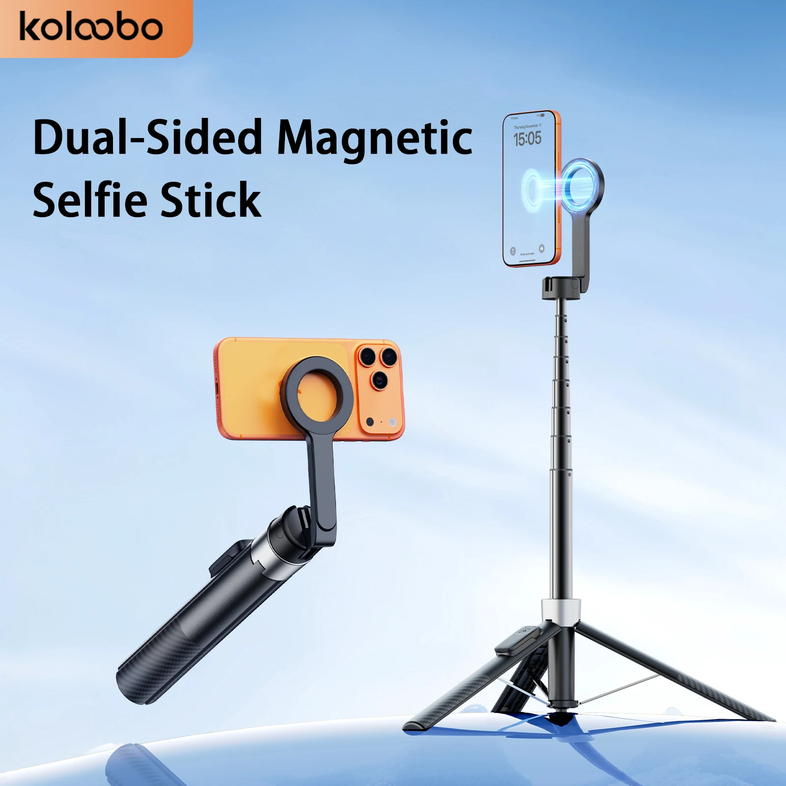 Extendable Double-Sided Magnetic Selfie Stick with Remote Auto-Open Tripod for Live Streaming and Vlogging, 1.8m Length