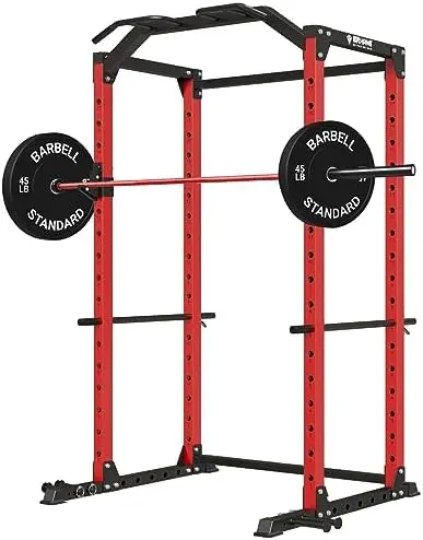 

Power Cage, 1200LBS Power Rack with Safety Bar, Multi-Function Squat Cage, Weight Cage Squat Rack for Home Gym with More Trainin
