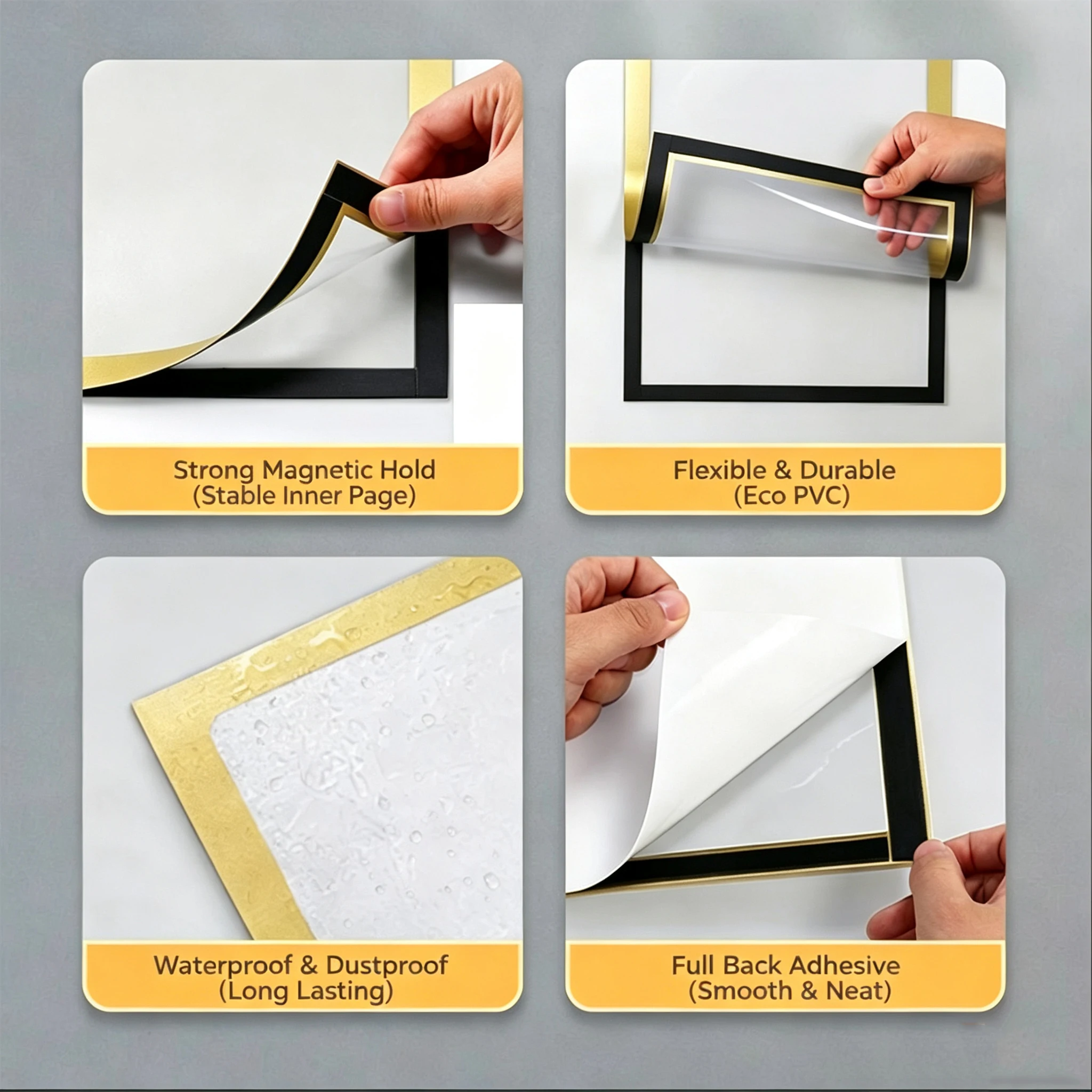 3pcs Magnetic Display Frame Sticker A5 A4 Magnet Picture Photo Wall Frame Stickers