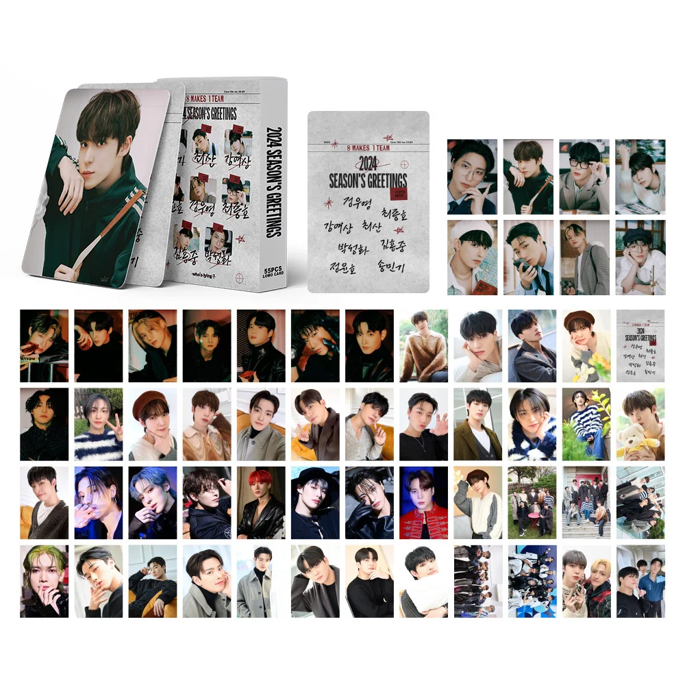 

55pcs Kpop ATEEZ Photocard LOMO Card 2024 Seasons Greetings Postcard Hongjoong Seonghwa Yunho Yeosang San Mingi Wooyoung Jongho