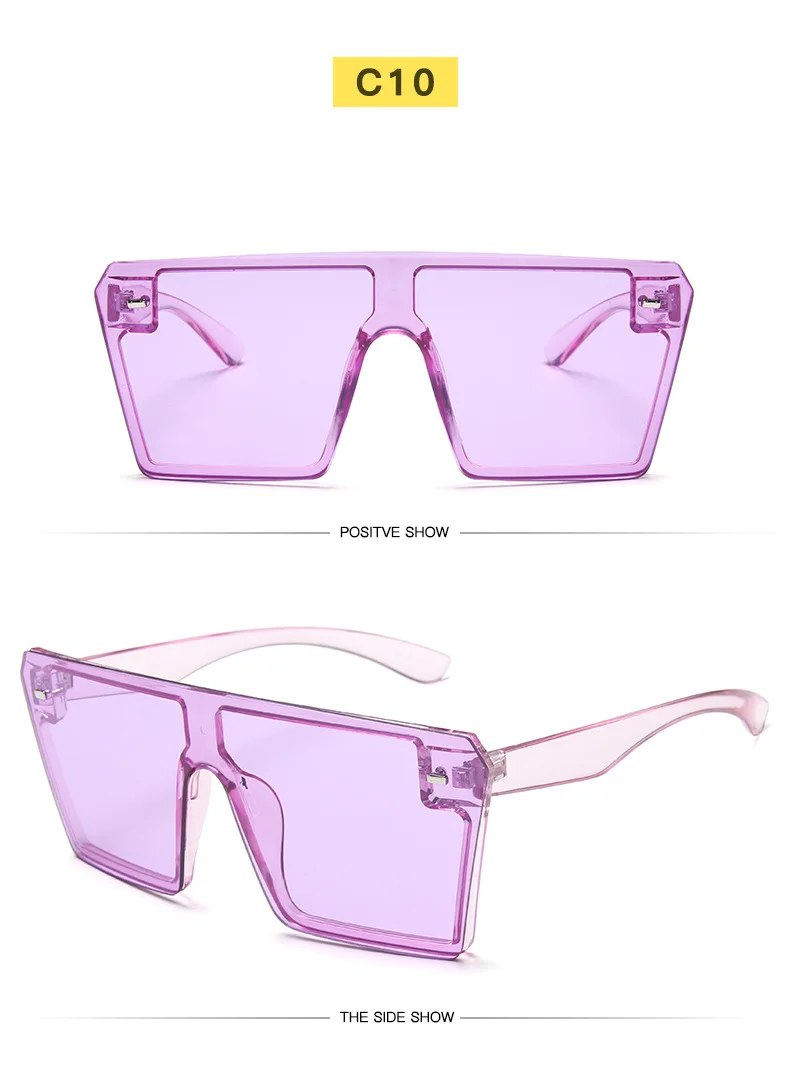 2022 neue Flache Top Oversize Platz Sonnenbrille Frauen Mode Retro Gradienten Sonnenbrille Männer Blau Großen Rahmen Vintage Brillen UV400 – Detail 16
