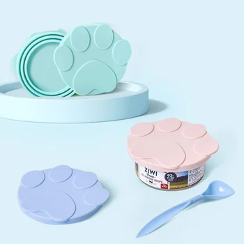 New Portable Silicone Dog Cat Canned Lid 2-in-1Food Sealer Spoon Pet Food Cover Storage Fresh-keeping Lids Bowl Pets Products 1
