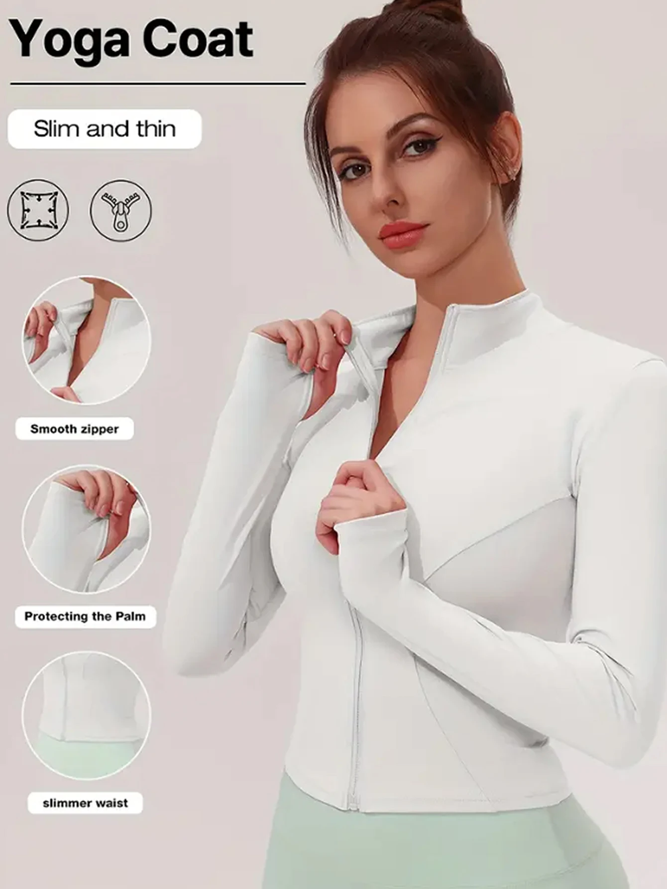 피트니스 재킷, 여성용 타이트 속건 탑, 2025 가을 에디션, 긴팔 자외선 차단 스탠드 칼라, 스포츠 필라테스