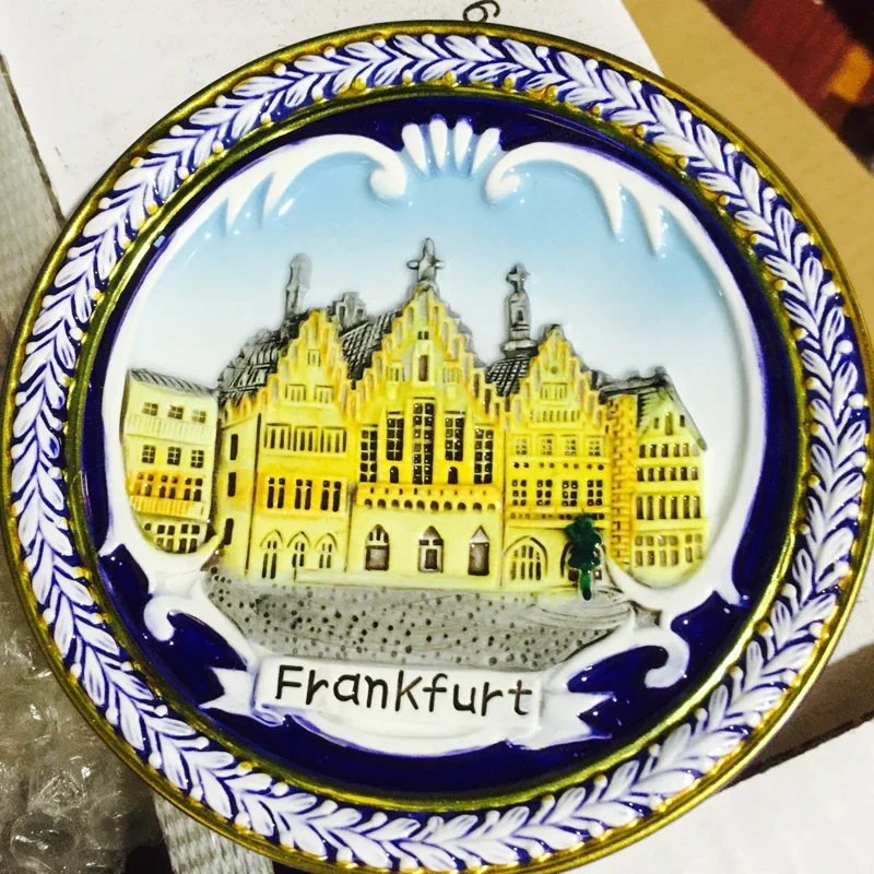 12CM European American TV Restaurant Background Wall Decoration Ceramic Plate Mediterranean Home Decor Tourist Souvenir Sunchamo 2