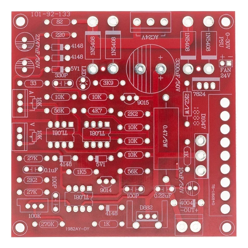 학교 교육 연구실용 DC 조정 전원 공급 장치 DIY 키트, 0-30V 빨간색, 2mA-3A 연속 조정 가능