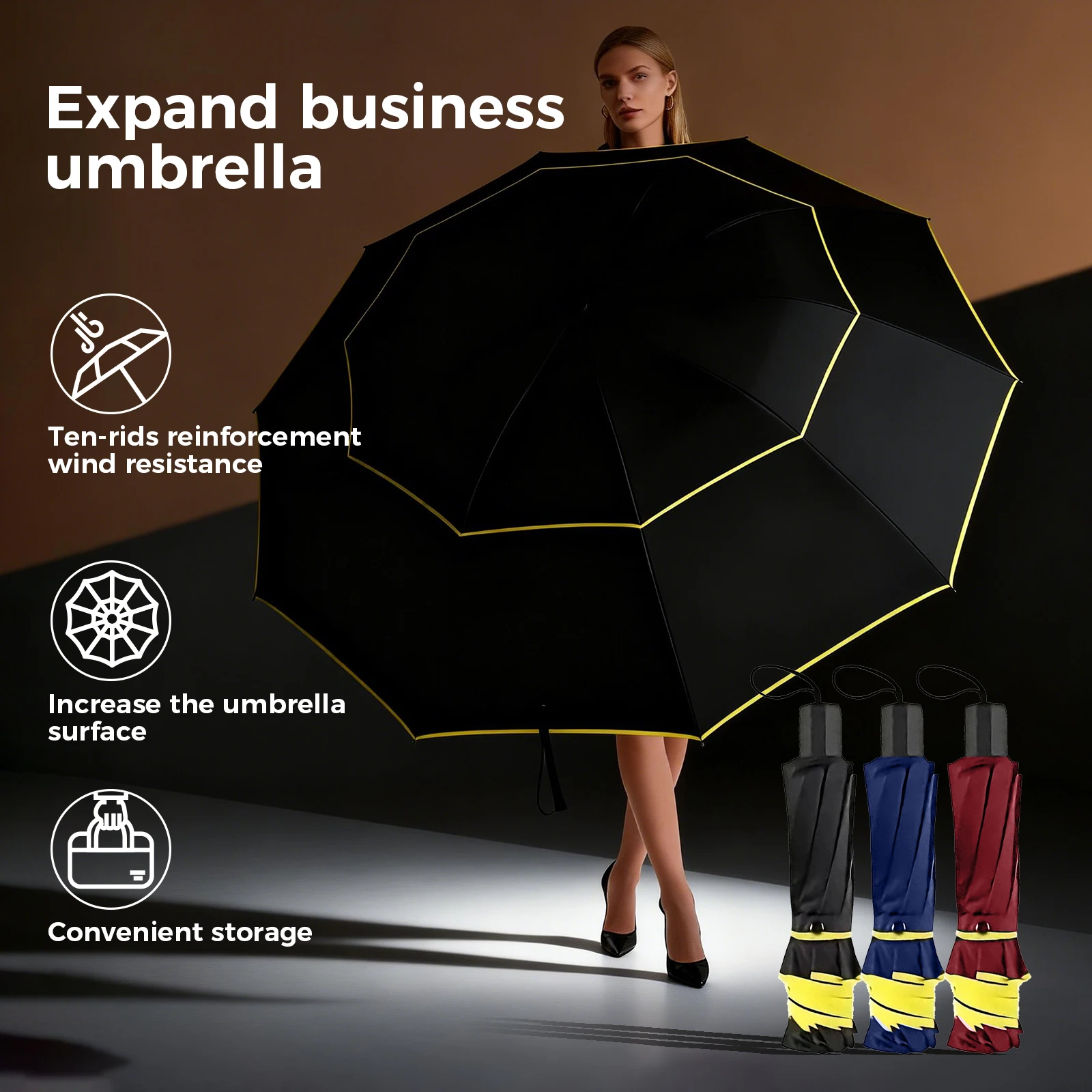 Parapluie Double Couche Résistant Vent Fort - Familial Voyage Homme Femme Pêche Pluie Soleil