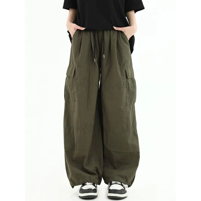 Deeptown Harajuku Oversize Cargo Pants Woman Japanese 2000s Style Y2k Wide Leg Trousers Hippie Vintage Spring Sweatpant Techwear houzhou harajuku black baggy jeans women japanese y2k grunge distressed oversize denim pants kpop hippie korean style trousers