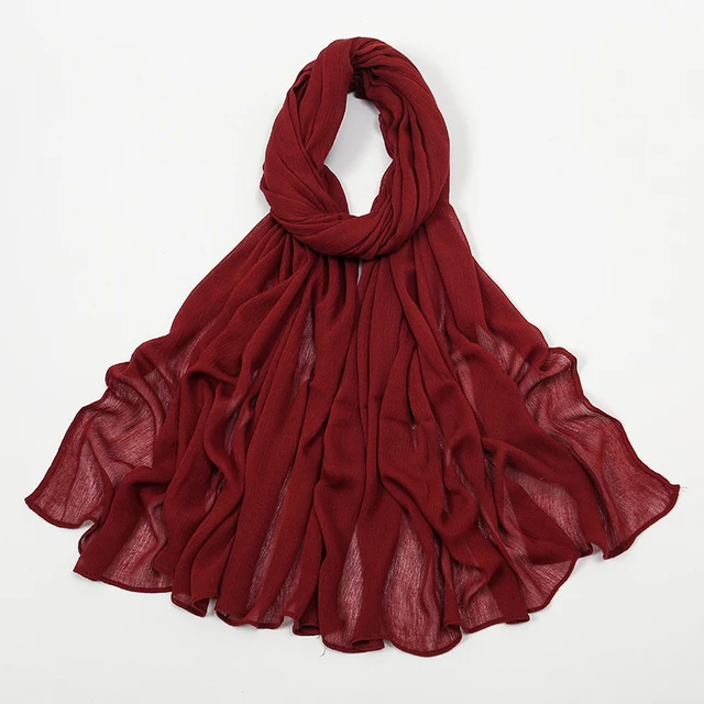 Nouveau Hijab en rayonne froissé pour femmes, écharpe musulmane, châles longs, Turban islamique solide, bandeau Heascarf, bandeau Ramandan