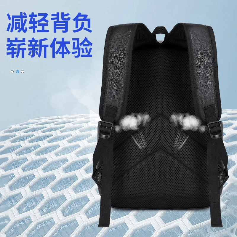 Backpack Men Multifunction USB Charging Fashion Business Casual Travel Anti-theft Waterproof Pu Laptop Backpack School