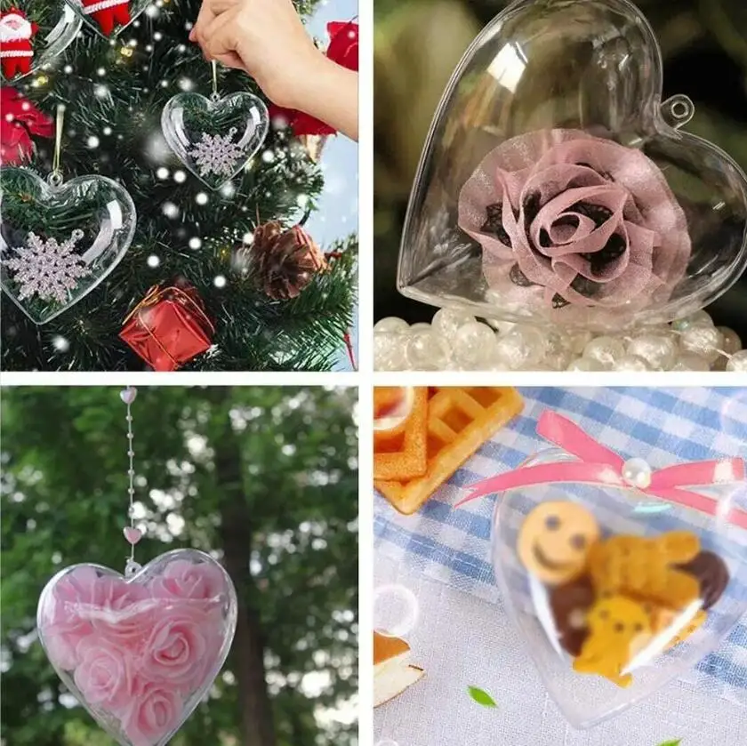 10 Boules En Verre Cœur 8 Cm - Faveurs Mariage Noël Cadeau Souvenir - Neuves