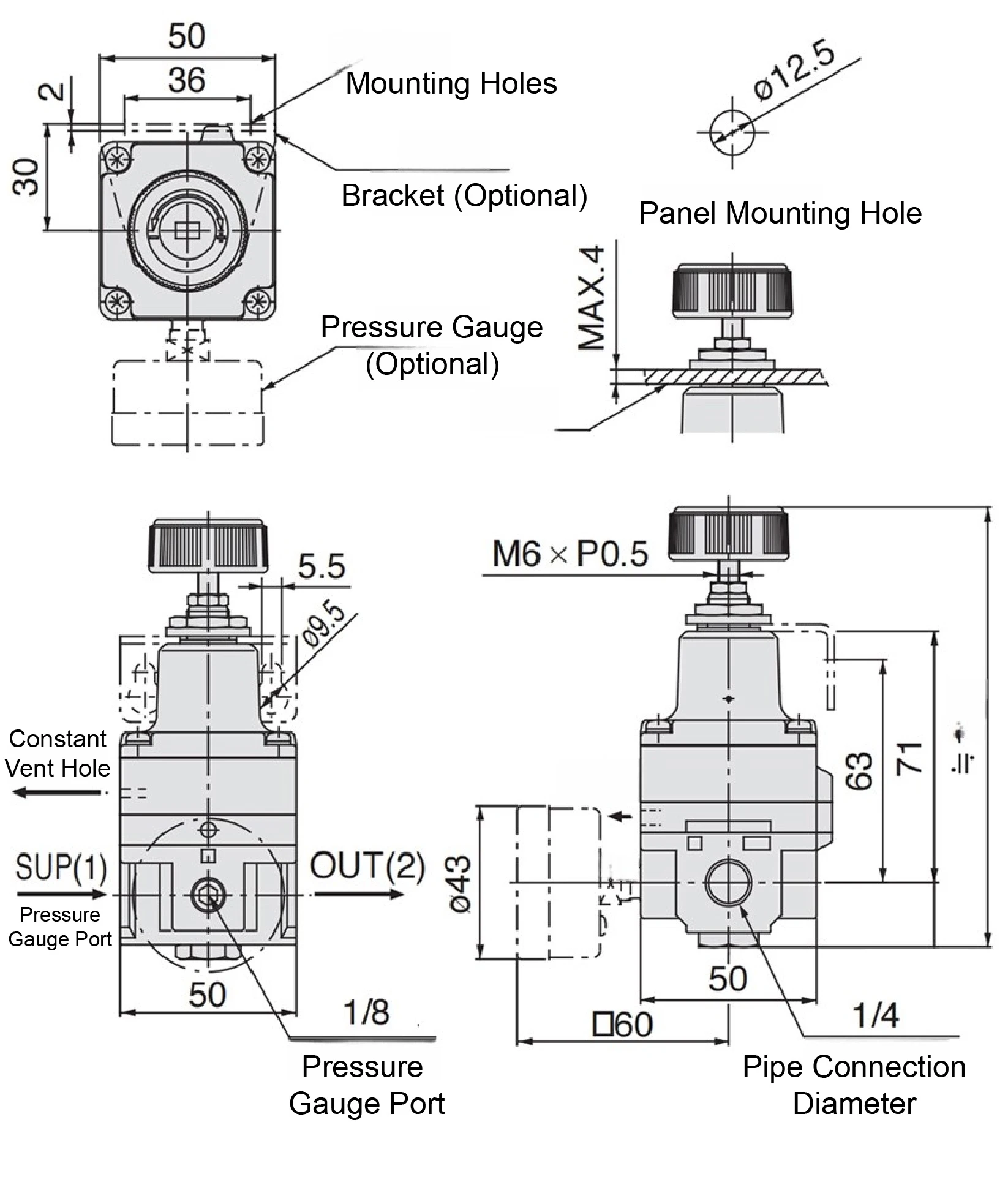 Precision Pressure Regulator Collection Pneumatic Air Regulator IR2000 IR1000 Di