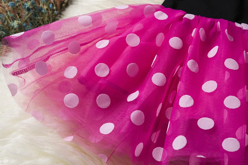 Mickey Minnie Mouse Cartoon Kids Short Sleeve Polka Dot Princess Dress Party Baby Girls Clothes Cosplay Costumes 1-6Y 4