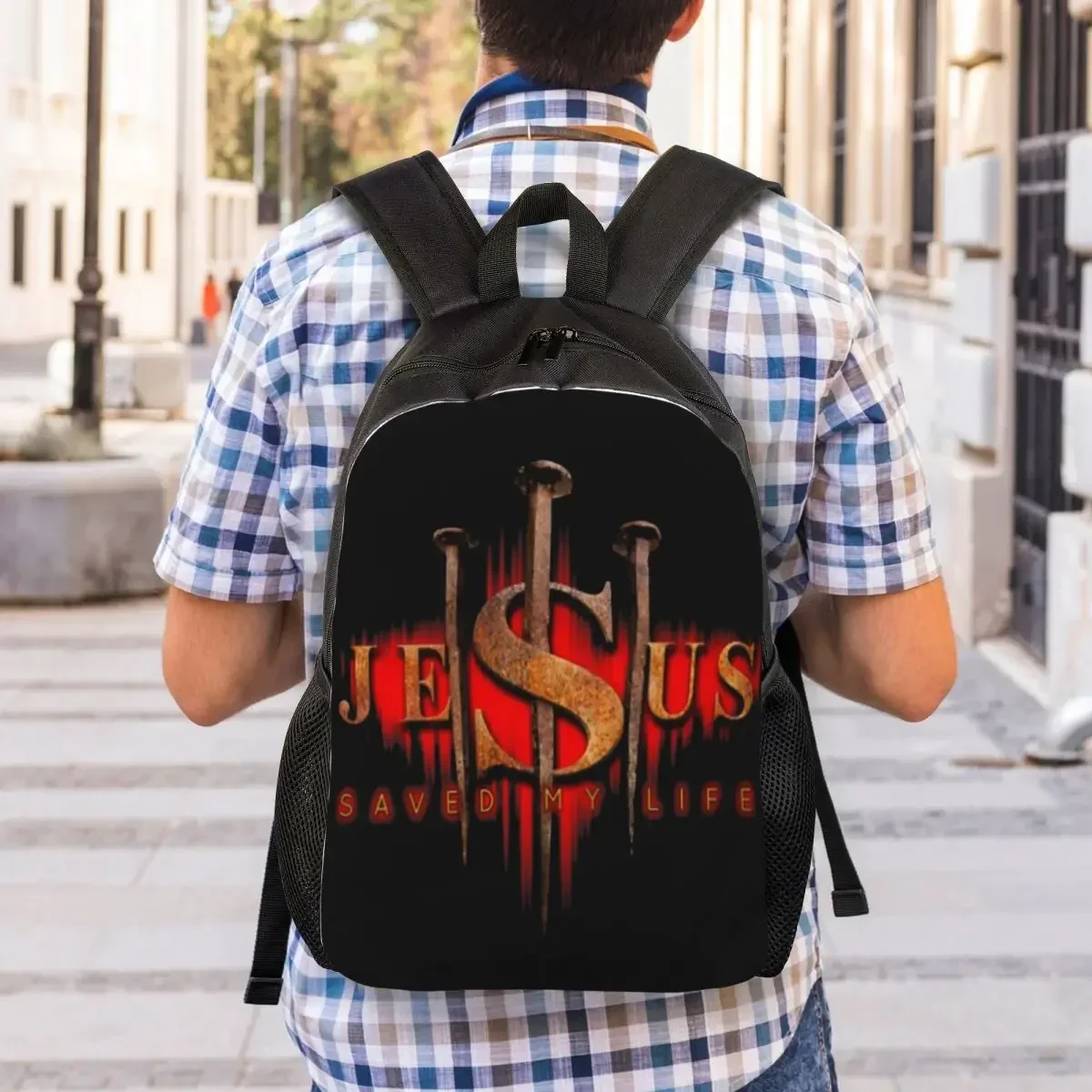 Custom Cool Jesus Saved My Life Laptop Backpack Women Men Casual - Main Image