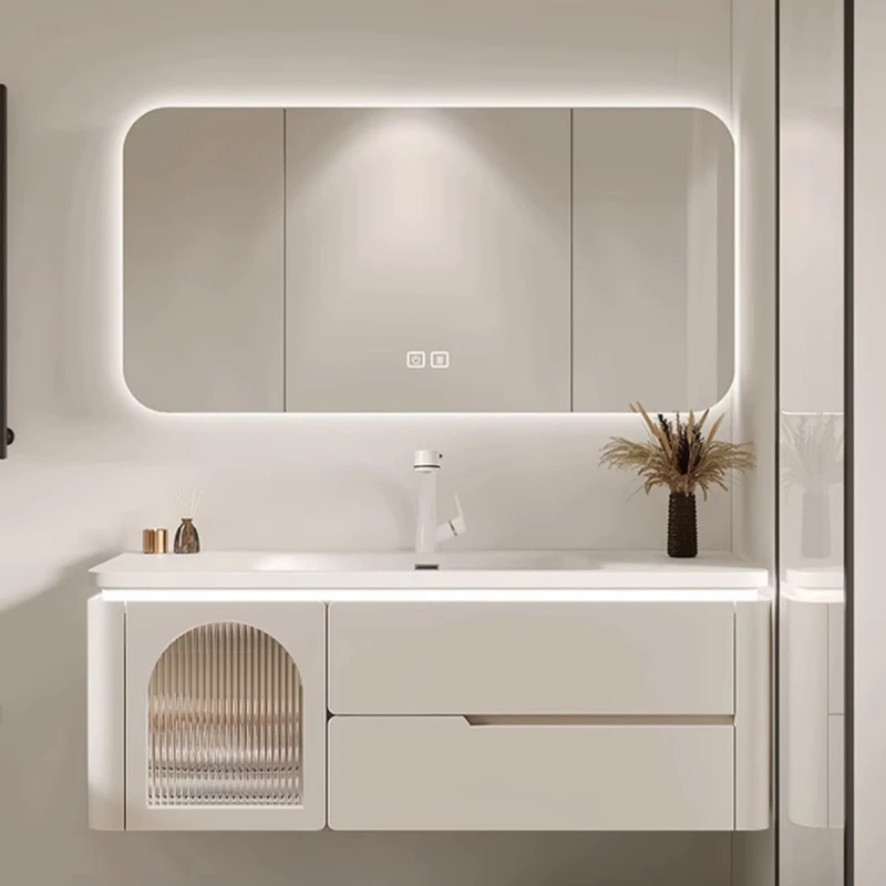 

Display Basin Bathroom Cabinet Light Luxury Solid Wood Ceramics Bathroom Cabinets Wall Shelf Gabinete Home Furniture YX50BC