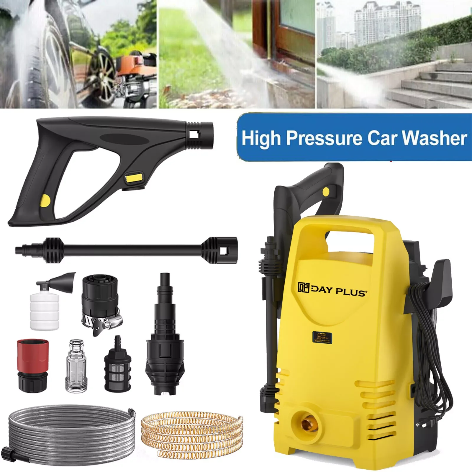 2034690-2ff899.jpg S6a0f85eaf65e4a92a5cb29acaf0384c1n Electric High Pressure Washer 1600W,120bar, 380l/h Adjustable Lance from 0 to 180°, 7m Flexible Hose for Terraces, Gardens, Cars Mallzona