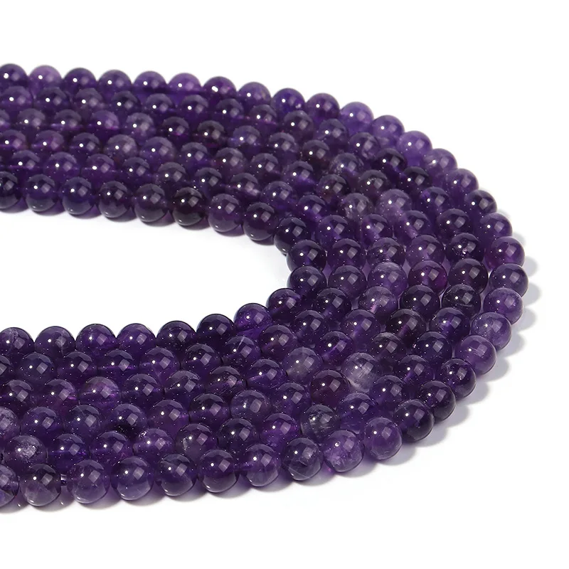 Amethysts Natural Stone Crystal Beads 6/8/10mm Round DIY Bracelet Necklace Accessroy Charms Jewelry Making Beaded